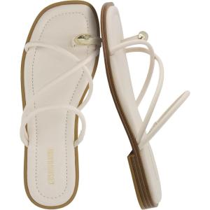 image:imageCUSHIONAIRE Venue Womens Strappy ToeLoop Slide Sandals with GoldTone Accent amp Memory Foam ComfortCream