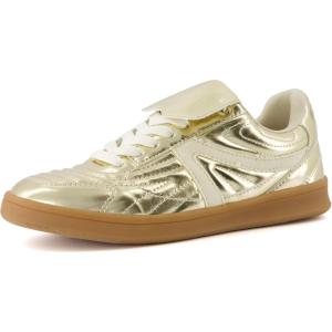 image:imageCUSHIONAIRE Womens Astro Retro Sneaker LaceUp Design Memory Foam Wide Widths AvailableGold Metallic