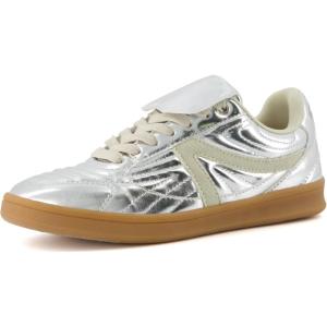 image:imageCUSHIONAIRE Womens Astro Retro Sneaker LaceUp Design Memory Foam Wide Widths AvailableSilver Metallic