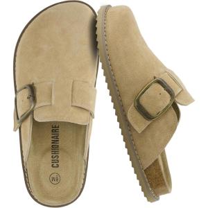 image:imageCUSHIONAIRE Womens Blain Genuine Suede SlipOn Clogs with  Memory Foam amp Chic Buckle Mule  Comfortable NonSlip Wide Widths AvailableBiscuit Suede