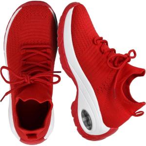 image:imageCUSHIONAIRE Womens Blaze Stretch Knit Slip on lace Sneaker Memory Foam amp LiteSole TechnologyRed