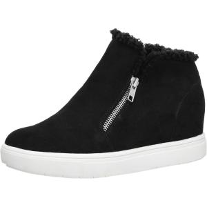image:imageCUSHIONAIRE Womens Heaven Hidden Wedge Faux Shearling Sneaker Memory FoamBlack
