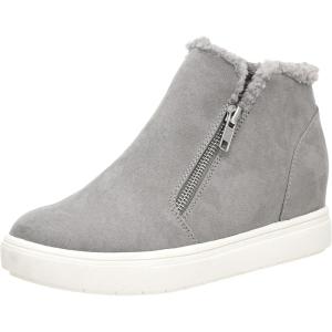 image:imageCUSHIONAIRE Womens Heaven Hidden Wedge Faux Shearling Sneaker Memory FoamGrey