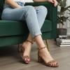 image:imageCUSHIONAIRE Alba Mid Block Heel Dress Shoes for Women  Open Toe Ankle Strap Heeled Womens Sandals with Memory Foam ComfortLeopard