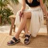 image:imageCUSHIONAIRE Bhendi Womens Espadrille Slide Sandal  Faux Leather Double Strap with JuteWrapped Sole amp Cushioned FootbedBlack