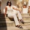 image:imageCUSHIONAIRE Bhendi Womens Espadrille Slide Sandal  Faux Leather Double Strap with JuteWrapped Sole amp Cushioned FootbedBlack