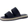 image:imageCUSHIONAIRE Bhendi Womens Espadrille Slide Sandal  Faux Leather Double Strap with JuteWrapped Sole amp Cushioned FootbedBlack