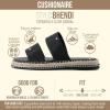 image:imageCUSHIONAIRE Bhendi Womens Espadrille Slide Sandal  Faux Leather Double Strap with JuteWrapped Sole amp Cushioned FootbedBlack