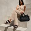 image:imageCUSHIONAIRE Bhendi Womens Espadrille Slide Sandal  Faux Leather Double Strap with JuteWrapped Sole amp Cushioned FootbedBlack Fabric