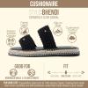 image:imageCUSHIONAIRE Bhendi Womens Espadrille Slide Sandal  Faux Leather Double Strap with JuteWrapped Sole amp Cushioned FootbedBlack Fabric