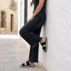 image:imageCUSHIONAIRE Bhendi Womens Espadrille Slide Sandal  Faux Leather Double Strap with JuteWrapped Sole amp Cushioned FootbedBlack Fabric
