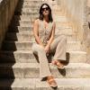 image:imageCUSHIONAIRE Bhendi Womens Espadrille Slide Sandal  Faux Leather Double Strap with JuteWrapped Sole amp Cushioned FootbedCognac
