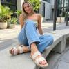 image:imageCUSHIONAIRE Bhendi Womens Espadrille Slide Sandal  Faux Leather Double Strap with JuteWrapped Sole amp Cushioned FootbedCream