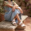 image:imageCUSHIONAIRE Bhendi Womens Espadrille Slide Sandal  Faux Leather Double Strap with JuteWrapped Sole amp Cushioned FootbedIvory