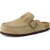image:imageCUSHIONAIRE Canoe Genuine Suede Clogs for Women Footwear with Moc Toe Design  Casual Slip On Womens ShoesBeige