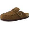 image:imageCUSHIONAIRE Canoe Genuine Suede Clogs for Women Footwear with Moc Toe Design  Casual Slip On Womens ShoesBrown