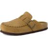 image:imageCUSHIONAIRE Canoe Genuine Suede Clogs for Women Footwear with Moc Toe Design  Casual Slip On Womens ShoesCamel