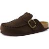 image:imageCUSHIONAIRE Canoe Genuine Suede Clogs for Women Footwear with Moc Toe Design  Casual Slip On Womens ShoesDark Brown