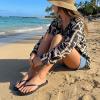 image:imageCUSHIONAIRE Cruise Lightweight Womens Flip Flops Comfortable Beach Sandals for Women with Cushioned Footbed amp Flexible Slip On DesignBlack Smooth