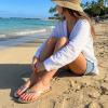 image:imageCUSHIONAIRE Cruise Lightweight Womens Flip Flops Comfortable Beach Sandals for Women with Cushioned Footbed amp Flexible Slip On DesignGold Smooth