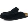 image:imageCUSHIONAIRE Fondu Genuine Leather Mule Clogs for Women Comfortable Slip On Womens Shoes with Penny Strap Accent and Memory Foam FootbedBlack