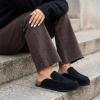 image:imageCUSHIONAIRE Fondu Genuine Leather Mule Clogs for Women Comfortable Slip On Womens Shoes with Penny Strap Accent and Memory Foam FootbedBlack