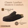 image:imageCUSHIONAIRE Fondu Genuine Leather Mule Clogs for Women Comfortable Slip On Womens Shoes with Penny Strap Accent and Memory Foam FootbedChocolate