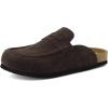 image:imageCUSHIONAIRE Fondu Genuine Leather Mule Clogs for Women Comfortable Slip On Womens Shoes with Penny Strap Accent and Memory Foam FootbedChocolate