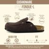 image:imageCUSHIONAIRE Fondu Genuine Leather Mule Clogs for Women Comfortable Slip On Womens Shoes with Penny Strap Accent and Memory Foam FootbedChocolate
