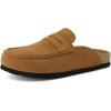 image:imageCUSHIONAIRE Fondu Genuine Leather Mule Clogs for Women Comfortable Slip On Womens Shoes with Penny Strap Accent and Memory Foam FootbedCognac