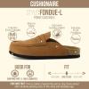 image:imageCUSHIONAIRE Fondu Genuine Leather Mule Clogs for Women Comfortable Slip On Womens Shoes with Penny Strap Accent and Memory Foam FootbedCognac
