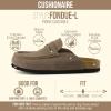 image:imageCUSHIONAIRE Fondu Genuine Leather Mule Clogs for Women Comfortable Slip On Womens Shoes with Penny Strap Accent and Memory Foam FootbedTaupe