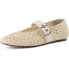 image:imageCUSHIONAIRE Gabby Woven Mary Jane Ballet Flats for Women Comfortable Dressy Flat Shoes with Adjustable GoldTone Buckle and Memory Foam CushioningBeige