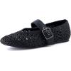 image:imageCUSHIONAIRE Gabby Woven Mary Jane Ballet Flats for Women Comfortable Dressy Flat Shoes with Adjustable GoldTone Buckle and Memory Foam CushioningBlack