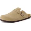 image:imageCUSHIONAIRE Haze Genuine Suede Leather Mens Clogs  Comfortable Slip On Potato Shoes for Men with Adjustable BuckleTaupe