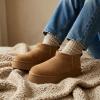 image:imageCUSHIONAIRE Hippy Womens Platform Ankle Boots  Genuine Suede Faux Fur Lining Cozy Winter SlipOn Design Comfortable Footwear with Wide Widths AvailableChestnut