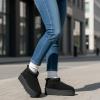 image:imageCUSHIONAIRE Hippy Womens Platform Ankle Boots  Genuine Suede Faux Fur Lining Cozy Winter SlipOn Design Comfortable Footwear with Wide Widths AvailableBlack