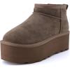 image:imageCUSHIONAIRE Hippy Womens Platform Ankle Boots  Genuine Suede Faux Fur Lining Cozy Winter SlipOn Design Comfortable Footwear with Wide Widths AvailableTaupe