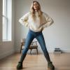 image:imageCUSHIONAIRE Hippy Womens Platform Ankle Boots  Genuine Suede Faux Fur Lining Cozy Winter SlipOn Design Comfortable Footwear with Wide Widths AvailableGreen