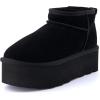 image:imageCUSHIONAIRE Hippy Womens Platform Ankle Boots  Genuine Suede Faux Fur Lining Cozy Winter SlipOn Design Comfortable Footwear with Wide Widths AvailableBlack