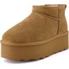image:imageCUSHIONAIRE Hippy Womens Platform Ankle Boots  Genuine Suede Faux Fur Lining Cozy Winter SlipOn Design Comfortable Footwear with Wide Widths AvailableChestnut