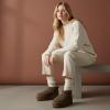 image:imageCUSHIONAIRE Hippy Womens Platform Ankle Boots  Genuine Suede Faux Fur Lining Cozy Winter SlipOn Design Comfortable Footwear with Wide Widths AvailableTaupe