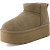 image:imageCUSHIONAIRE Hippy Womens Platform Ankle Boots  Genuine Suede Faux Fur Lining Cozy Winter SlipOn Design Comfortable Footwear with Wide Widths AvailableMoss