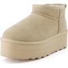 image:imageCUSHIONAIRE Hippy Womens Platform Ankle Boots  Genuine Suede Faux Fur Lining Cozy Winter SlipOn Design Comfortable Footwear with Wide Widths AvailableSand