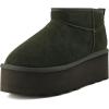 image:imageCUSHIONAIRE Hippy Womens Platform Ankle Boots  Genuine Suede Faux Fur Lining Cozy Winter SlipOn Design Comfortable Footwear with Wide Widths AvailableGreen