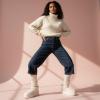 image:imageCUSHIONAIRE Hippy Womens Platform Ankle Boots  Genuine Suede Faux Fur Lining Cozy Winter SlipOn Design Comfortable Footwear with Wide Widths AvailableOffwhite