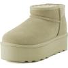 image:imageCUSHIONAIRE Hippy Womens Platform Ankle Boots  Genuine Suede Faux Fur Lining Cozy Winter SlipOn Design Comfortable Footwear with Wide Widths AvailableKhaki