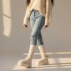 image:imageCUSHIONAIRE Hippy Womens Platform Ankle Boots  Genuine Suede Faux Fur Lining Cozy Winter SlipOn Design Comfortable Footwear with Wide Widths AvailableOffwhite