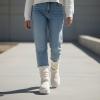 image:imageCUSHIONAIRE Hippy Womens Platform Ankle Boots  Genuine Suede Faux Fur Lining Cozy Winter SlipOn Design Comfortable Footwear with Wide Widths AvailableOffwhite