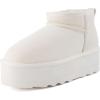 image:imageCUSHIONAIRE Hippy Womens Platform Ankle Boots  Genuine Suede Faux Fur Lining Cozy Winter SlipOn Design Comfortable Footwear with Wide Widths AvailableOffwhite